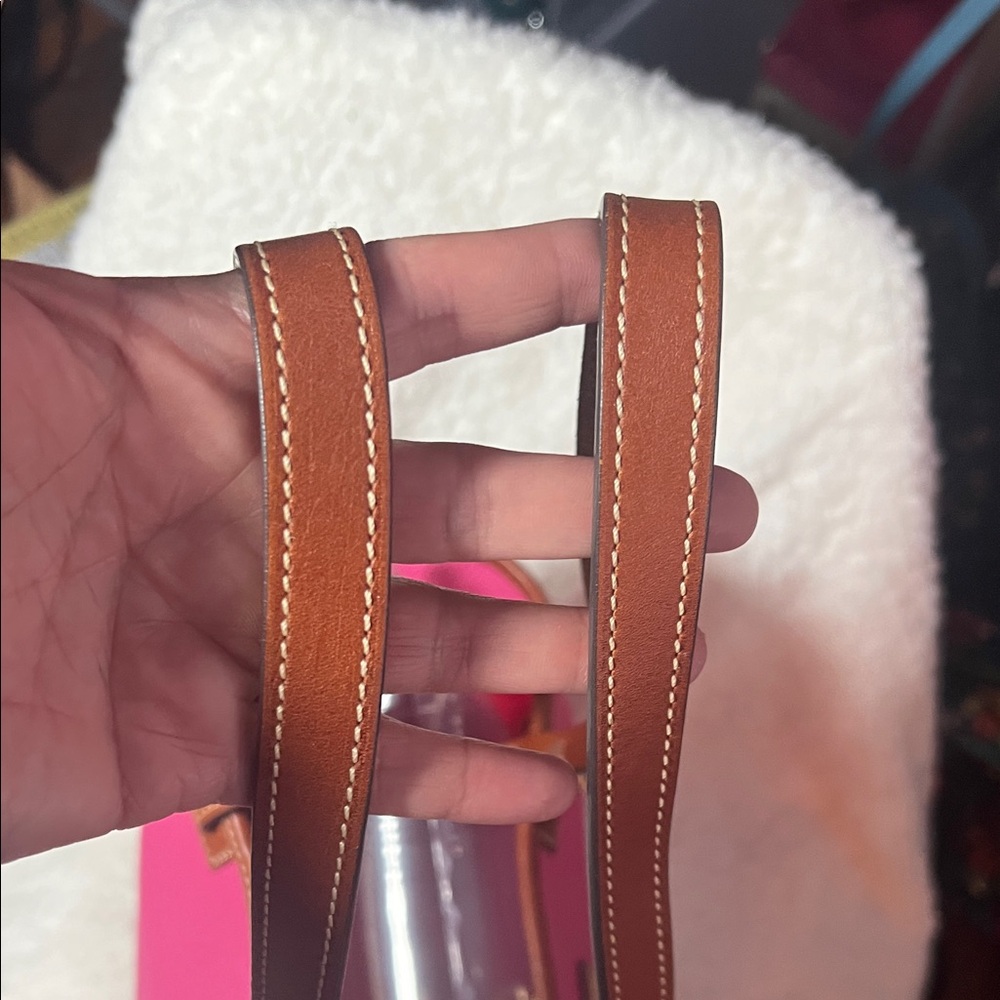 Dooney & Bourke pink and Brown Leather Tote - Picture 4 of 9